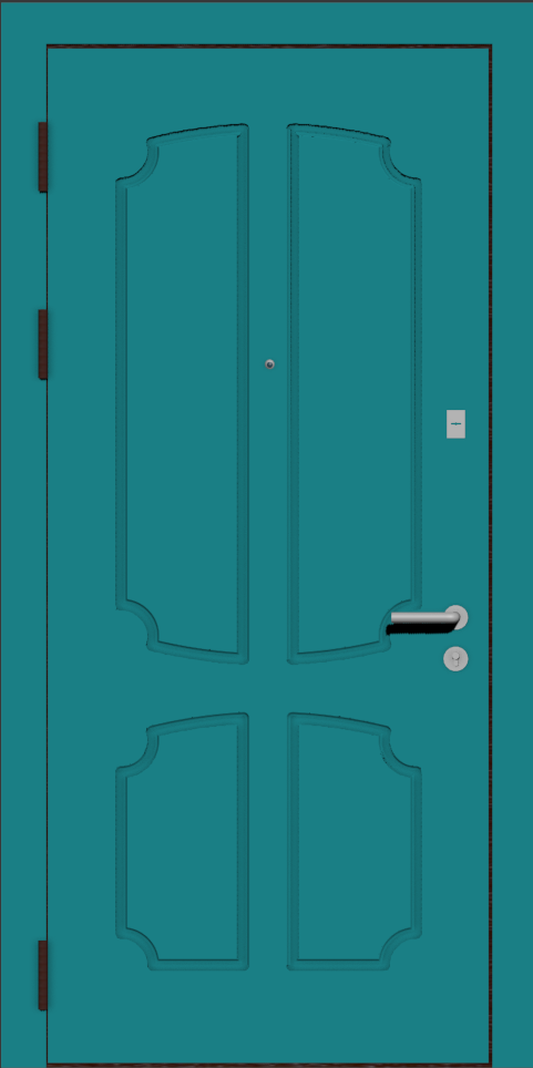 Металлическая входная дверь с отделкой бирюзовая